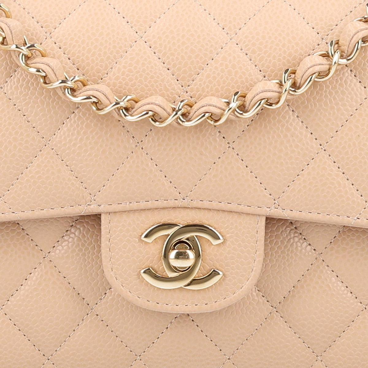 Caviar Quilted Small Double Flap Beige At My store