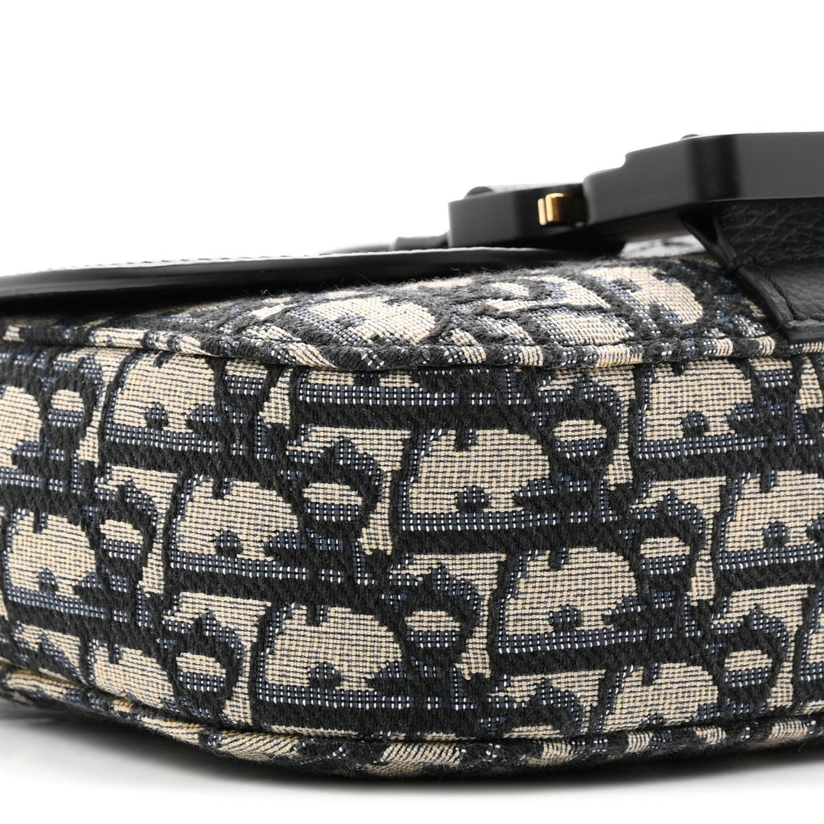 Grained Calfskin Oblique Mini Saddle Messenger Bag With Flap Beige Black AT My store