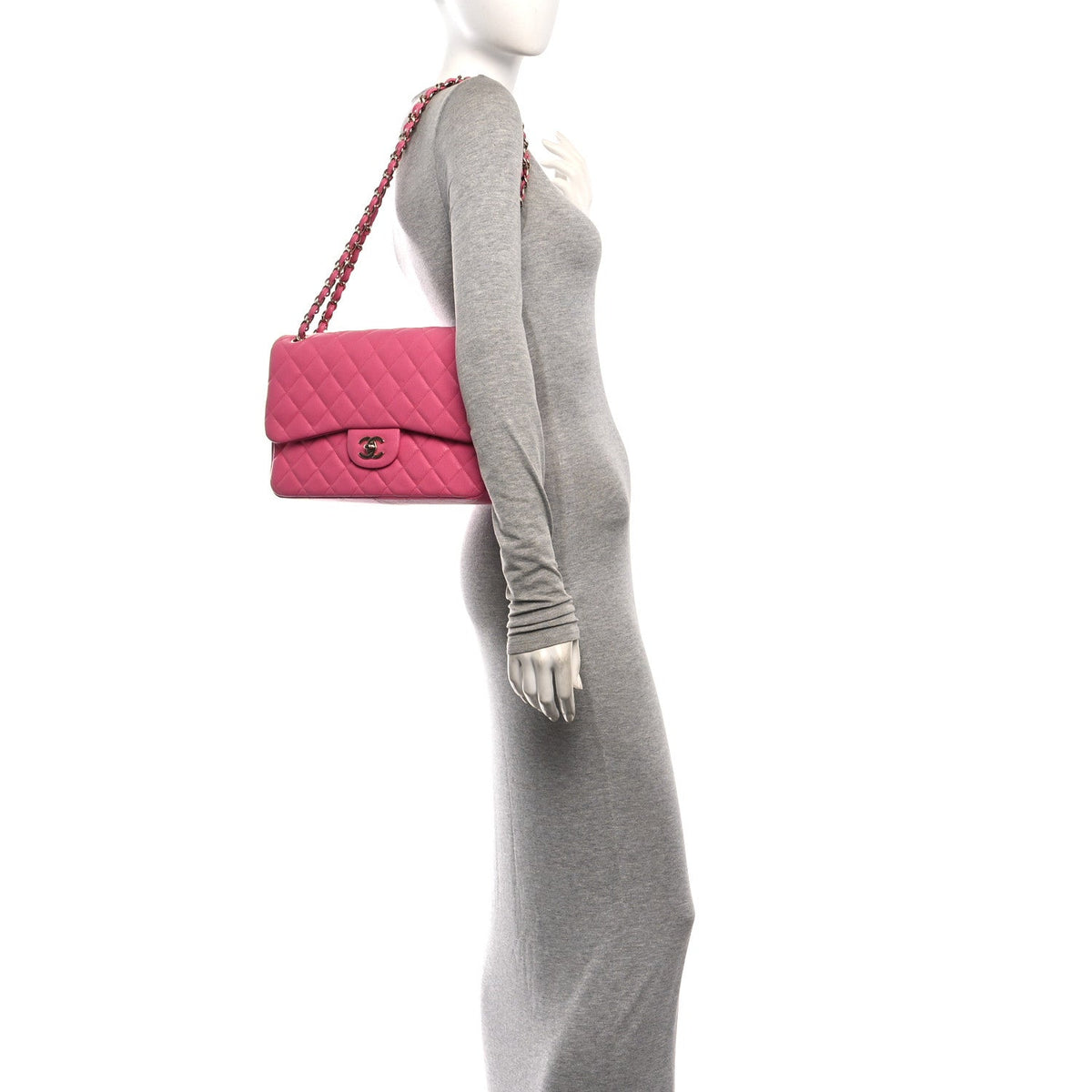 Caviar Quilted Jumbo Double Flap Pink At My store