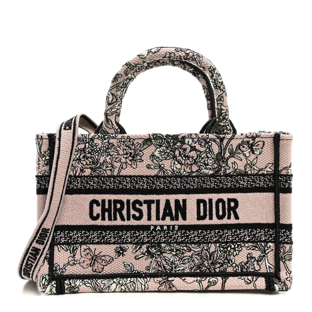 Canvas Embroidered Mini Book Tote With Strap Pink Multicolor AT My store