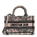Canvas Embroidered Mini Book Tote With Strap Pink Multicolor AT My store