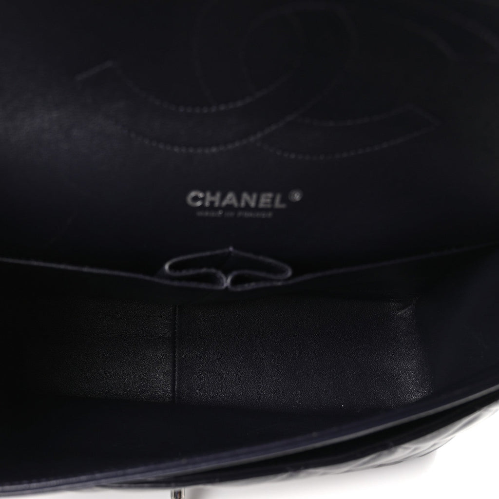 Lambskin Quilted Jumbo Double Flap Navy At My store