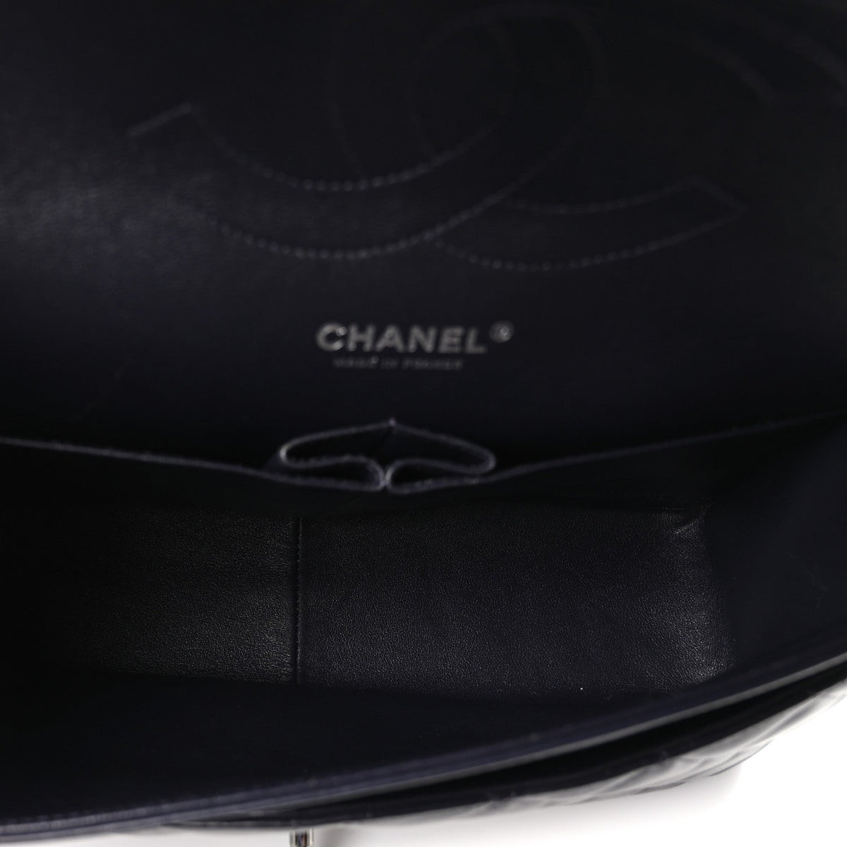 Lambskin Quilted Jumbo Double Flap Navy At My store