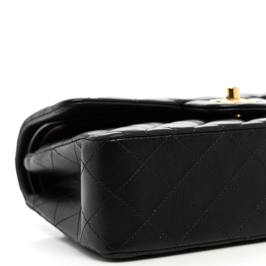 Lambskin Quilted Small Double Flap Black At My store