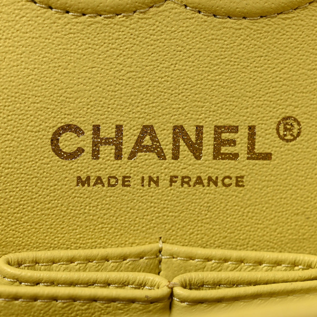 Caviar Quilted Small Double Flap Light Yellow At My store