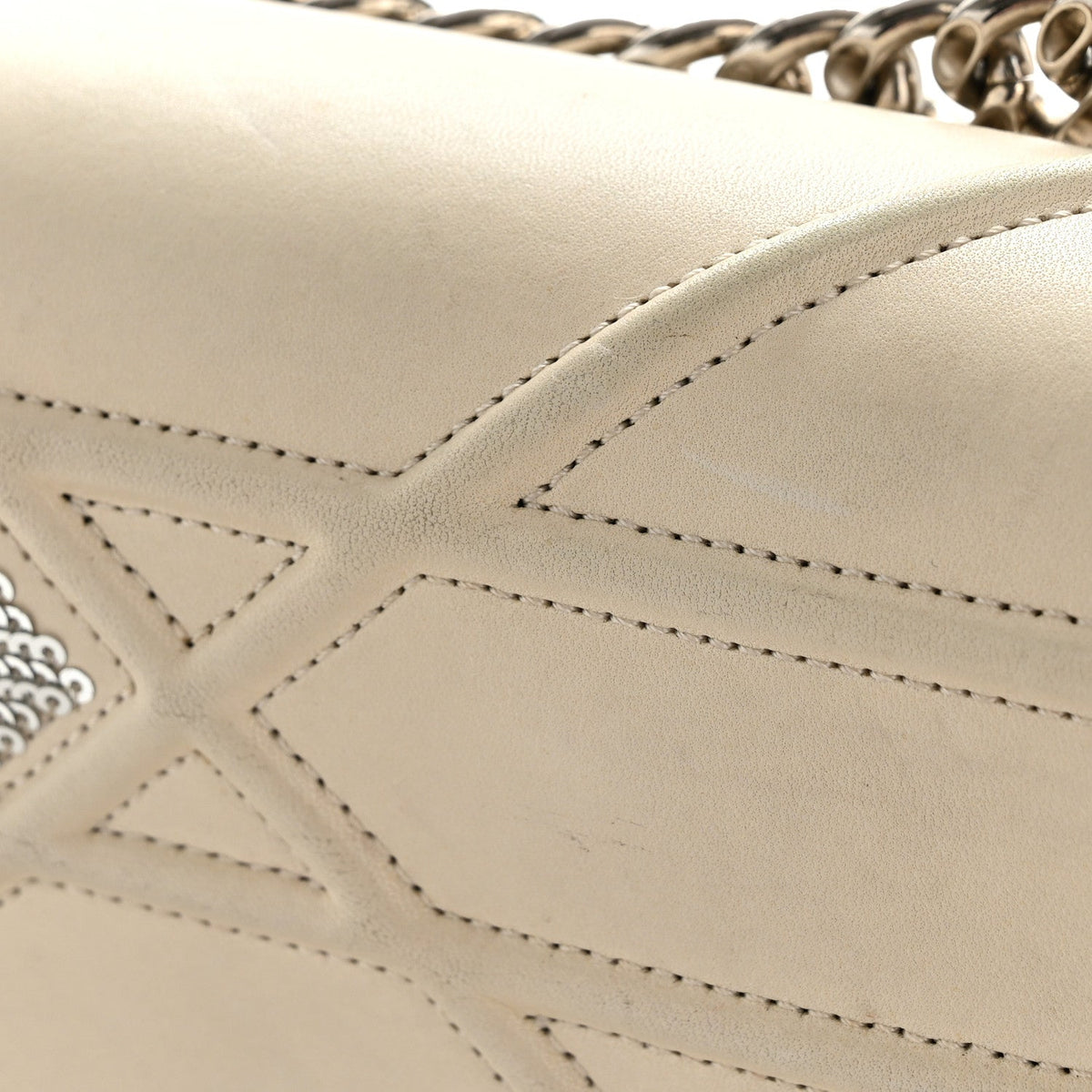 Lambskin Sequin Medium Diorama Flap Bag White AT My store