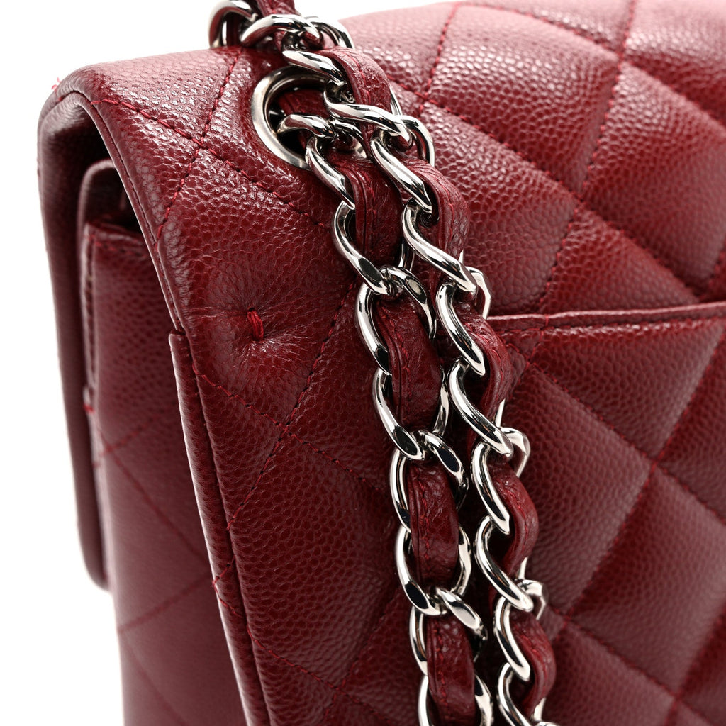 Caviar Quilted Jumbo Double Flap Burgundy At My store