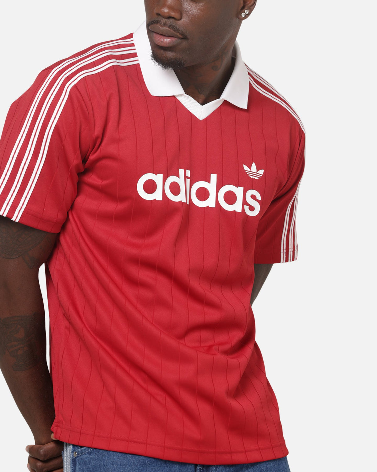 Best-Selling Adidas Drop Needle Pinstripe Jersey Red