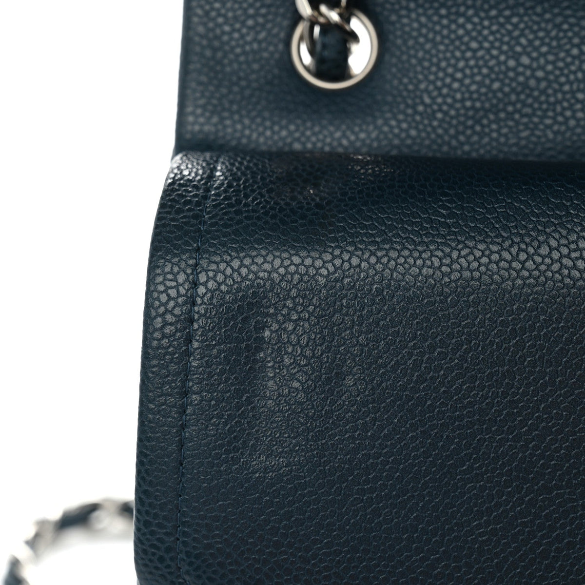 Metallic Caviar Quilted Jumbo Double Flap Dark Blue At My store