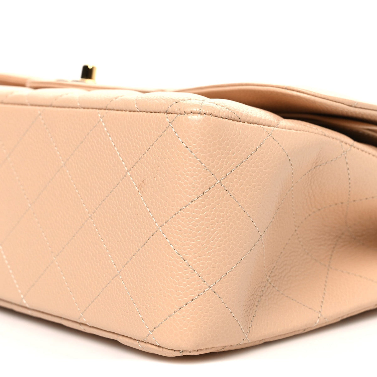 Caviar Quilted Jumbo Double Flap Beige At My store