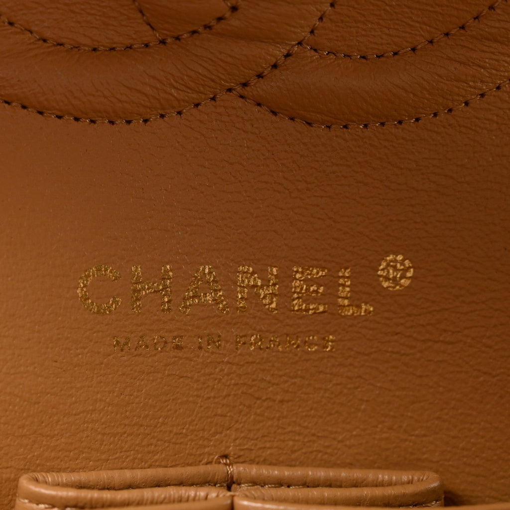 Lambskin Quilted Medium Double Flap Beige At My store