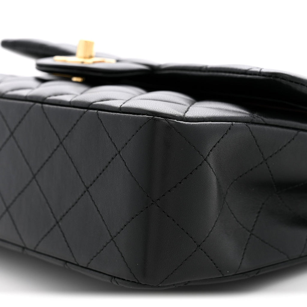 Lambskin Quilted Small Double Flap Black At My store