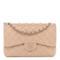 Caviar Quilted Jumbo Double Flap Light Beige At My store