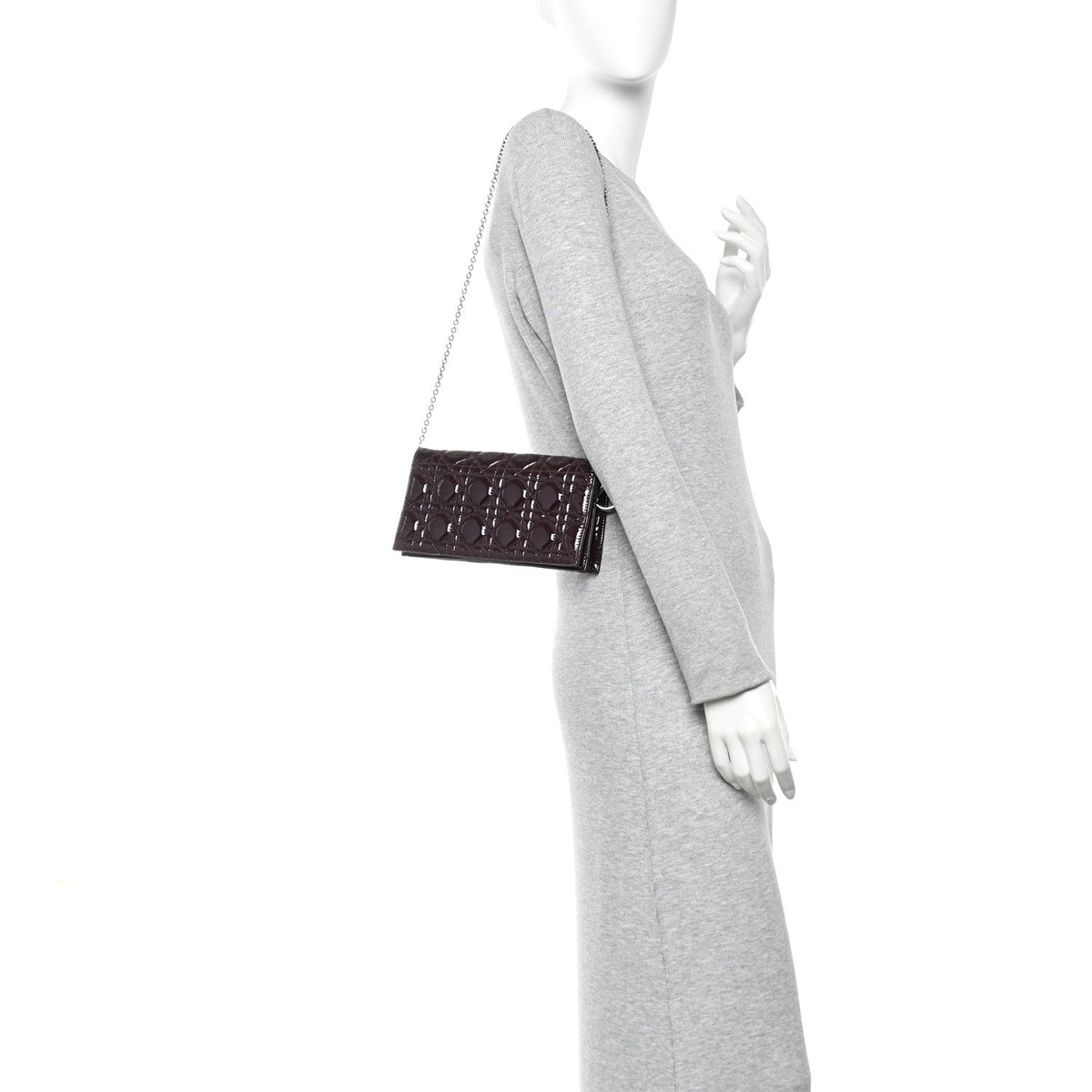 Patent Cannage Lady Dior Chain Wallet Purple AT My store