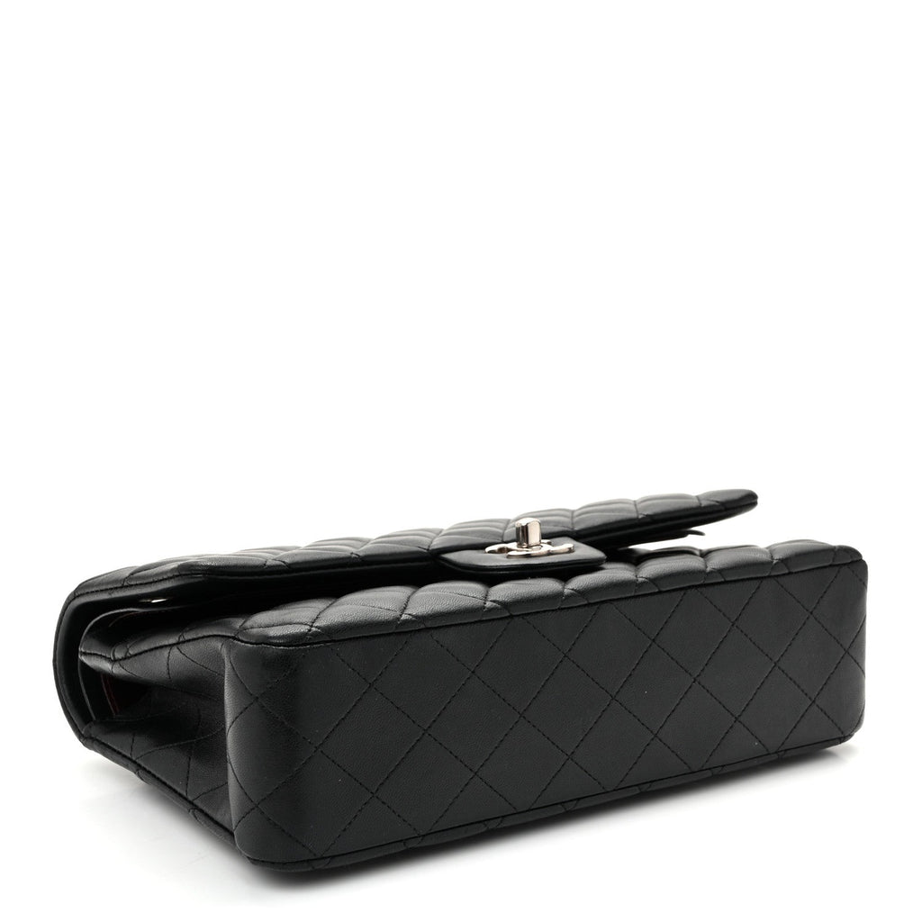 Lambskin Quilted Medium Double Flap  Black At My store
