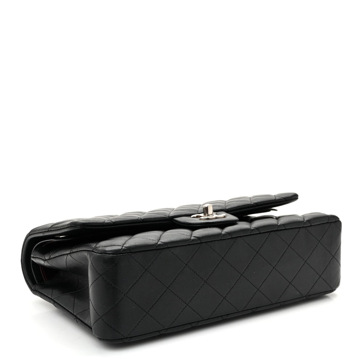 Lambskin Quilted Medium Double Flap  Black At My store