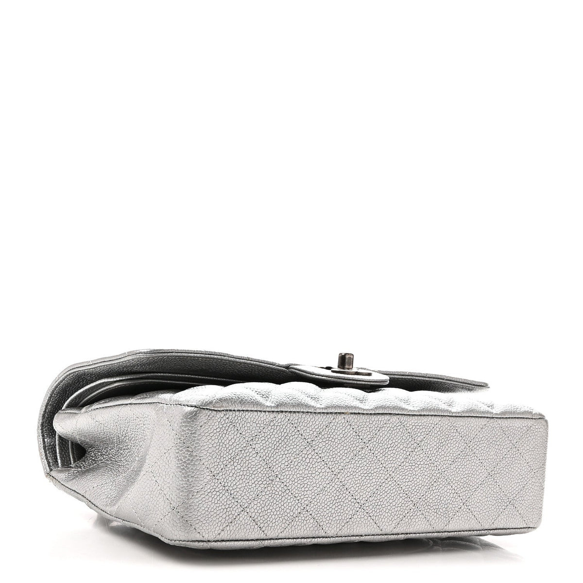 Metallic Caviar Quilted Medium Double Flap Silvery At My store
