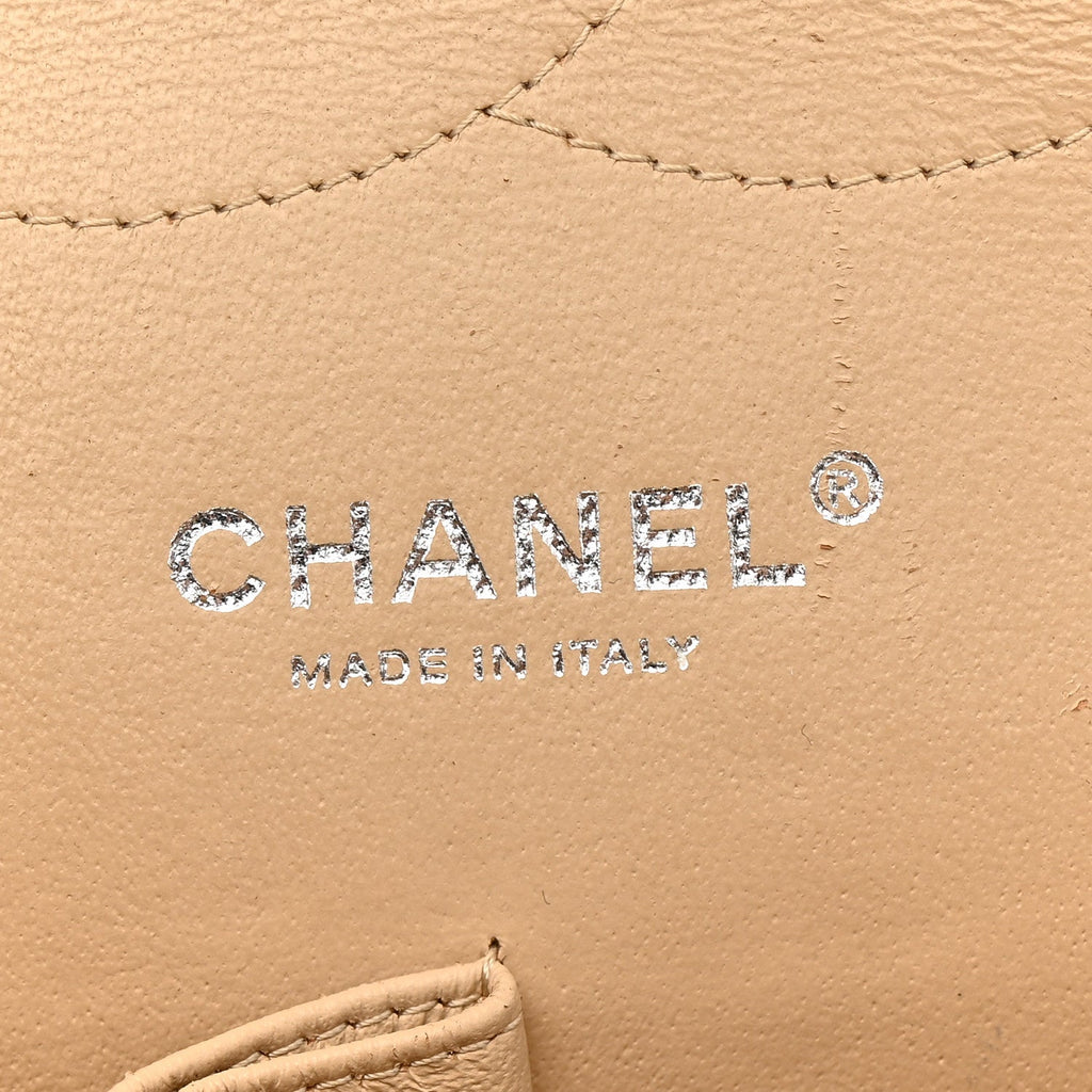 Caviar Quilted Jumbo Double Flap Light Beige At My store