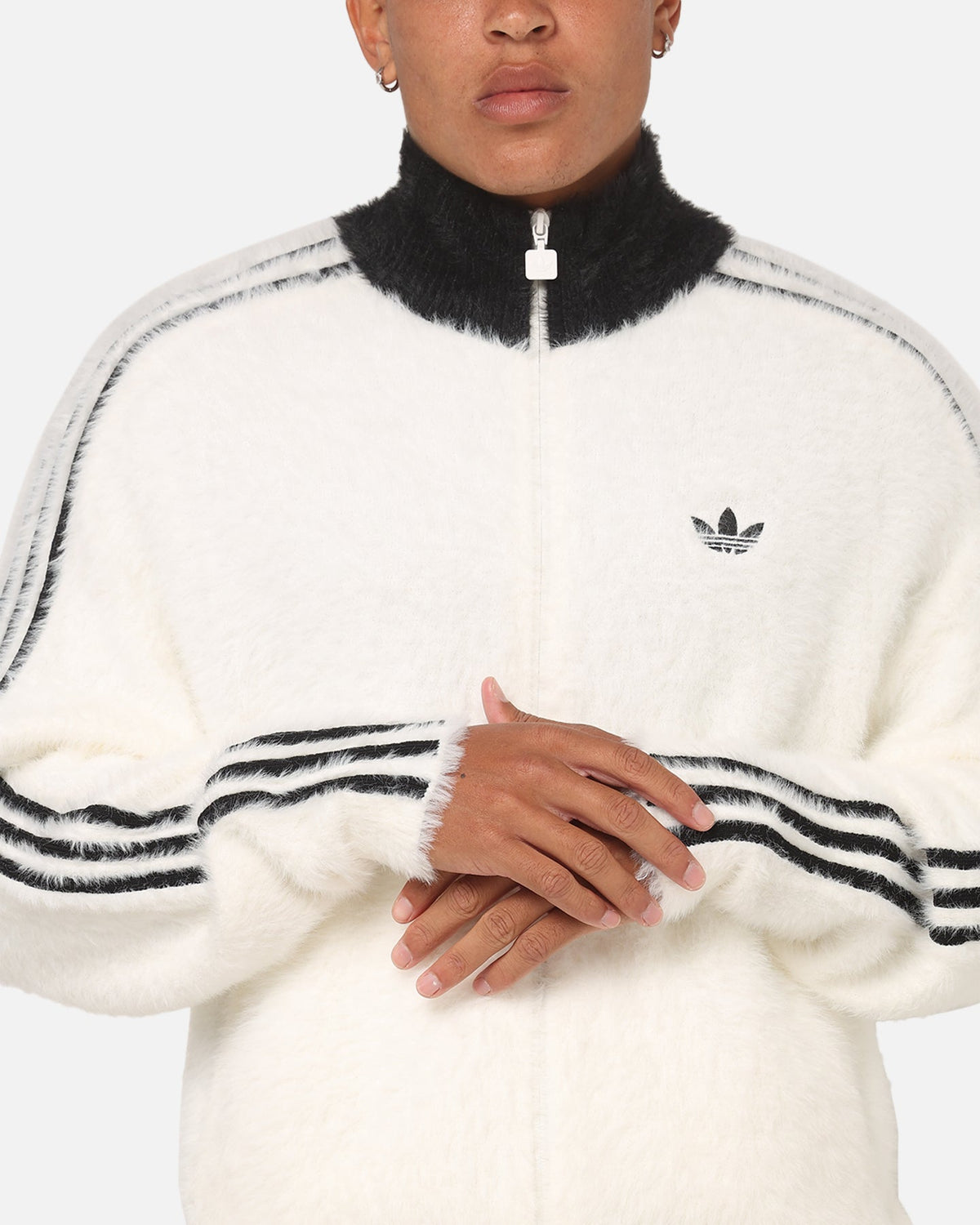 Best-Selling Adidas Faux Mohair Classic Track Top Off White/Black