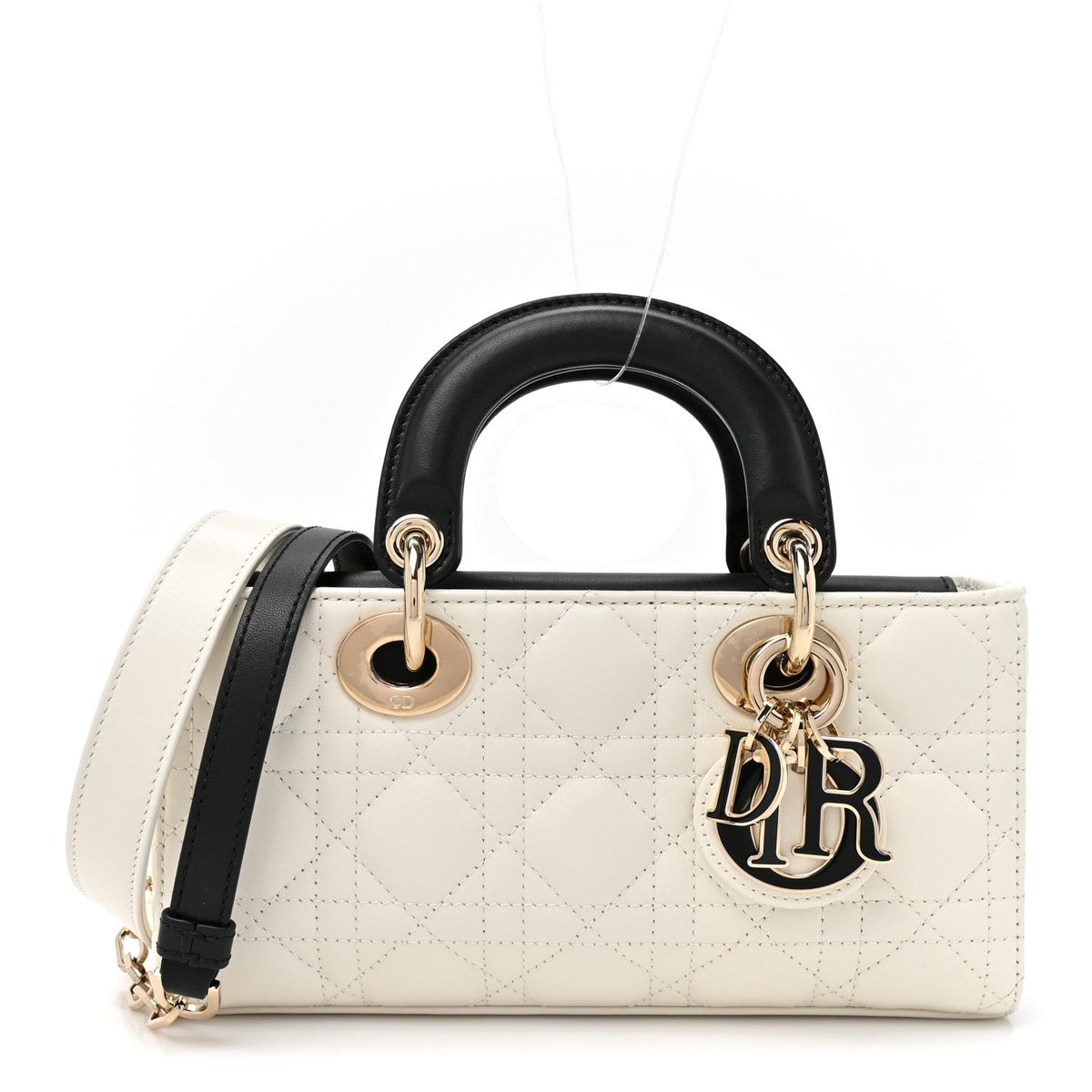 Lambskin Cannage Small Lady D-Joy Latte Black AT My store