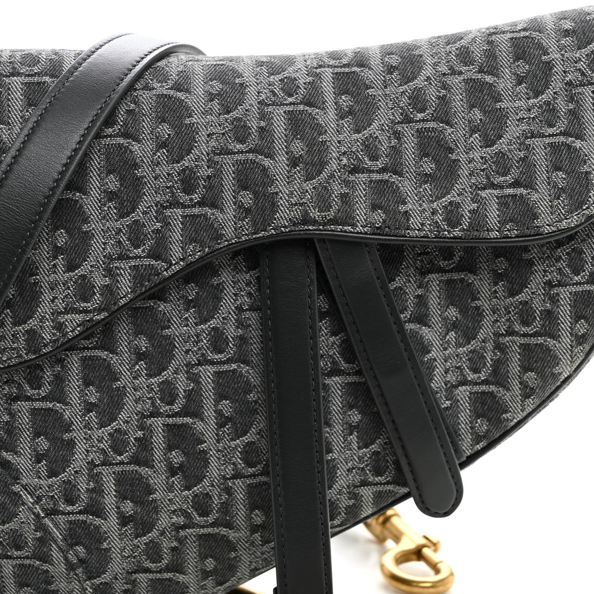 Denim Oblique Jacquard Saddle Bag With Strap Grey AT My store