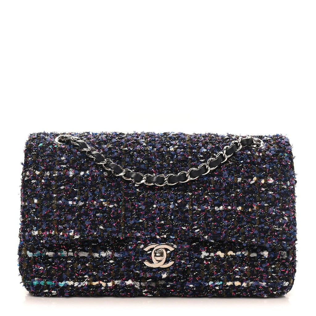 Tweed Quilted Medium Double Flap Blue Purple Khaki Pink At My store
