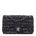 Tweed Quilted Medium Double Flap Blue Purple Khaki Pink At My store