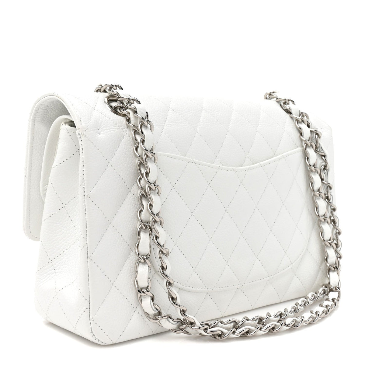 Caviar Quilted Medium Double Flap White At My store