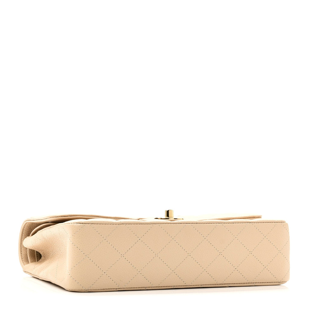 Caviar Quilted Medium Double Flap Beige At My store