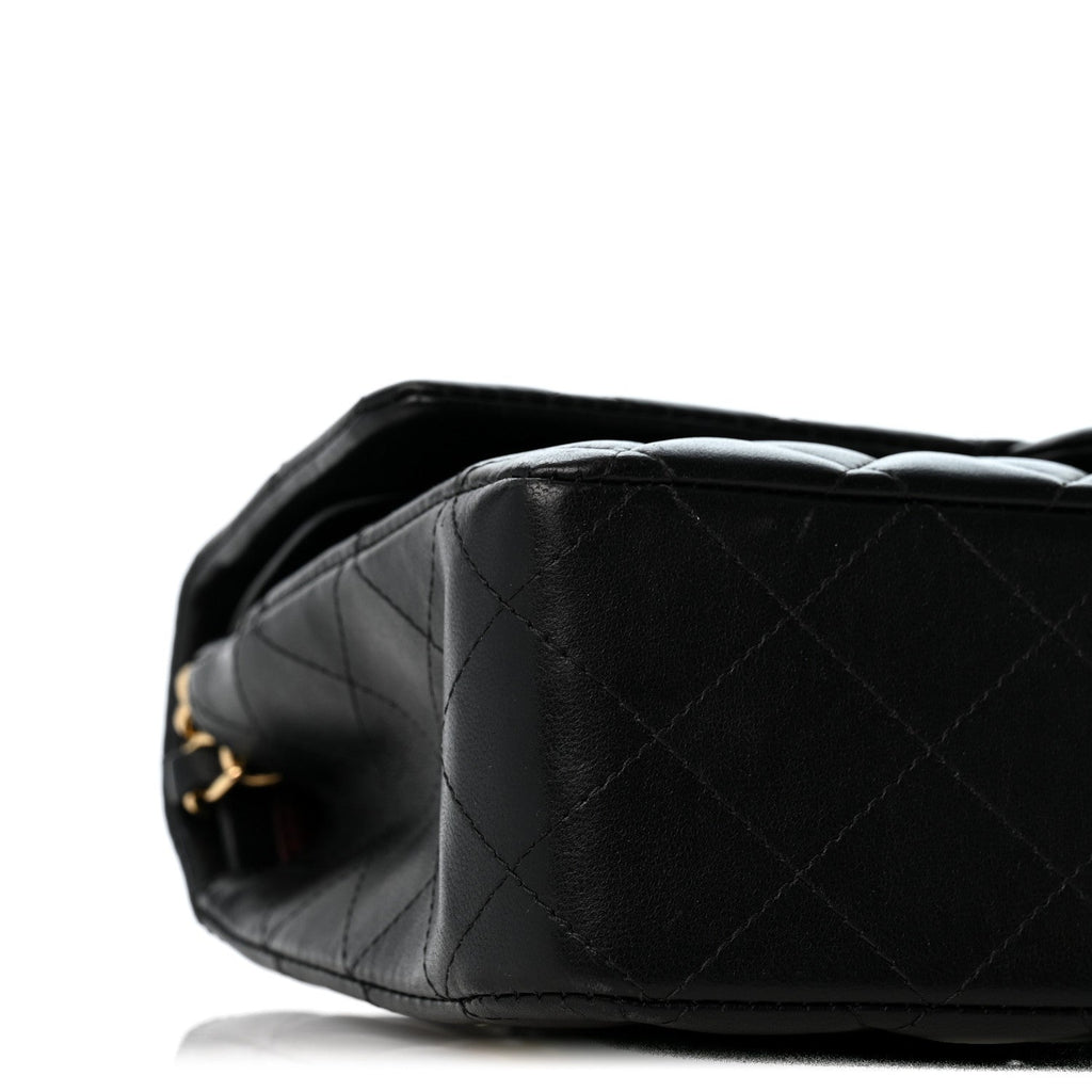 Lambskin Quilted Medium Double Flap Black At My store