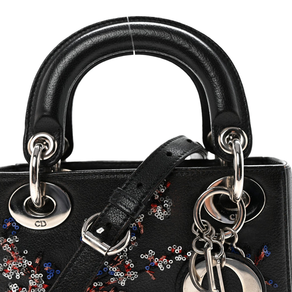 Goatskin Sequin Embroidered Mini Lady Dior Black AT My store