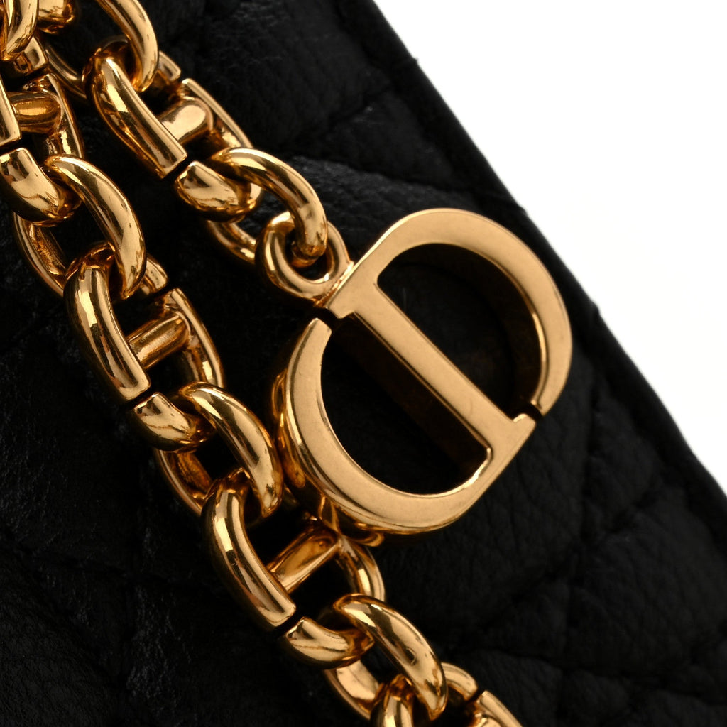 Supple Calfskin Caro Pouch with Chain Black AT My store