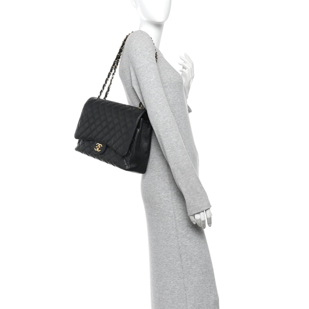 Caviar Quilted Maxi Double Flap Black At My store