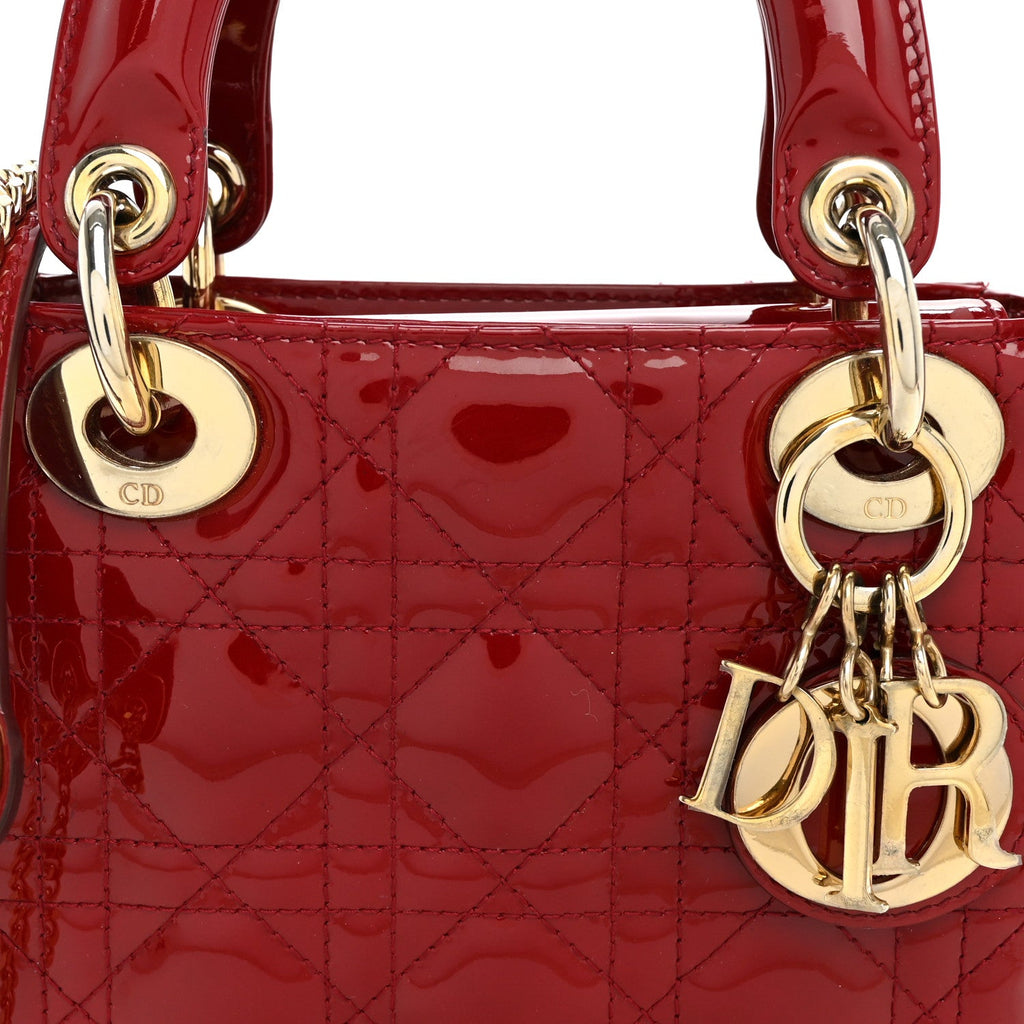Patent Cannage Mini Lady Dior Red AT My store