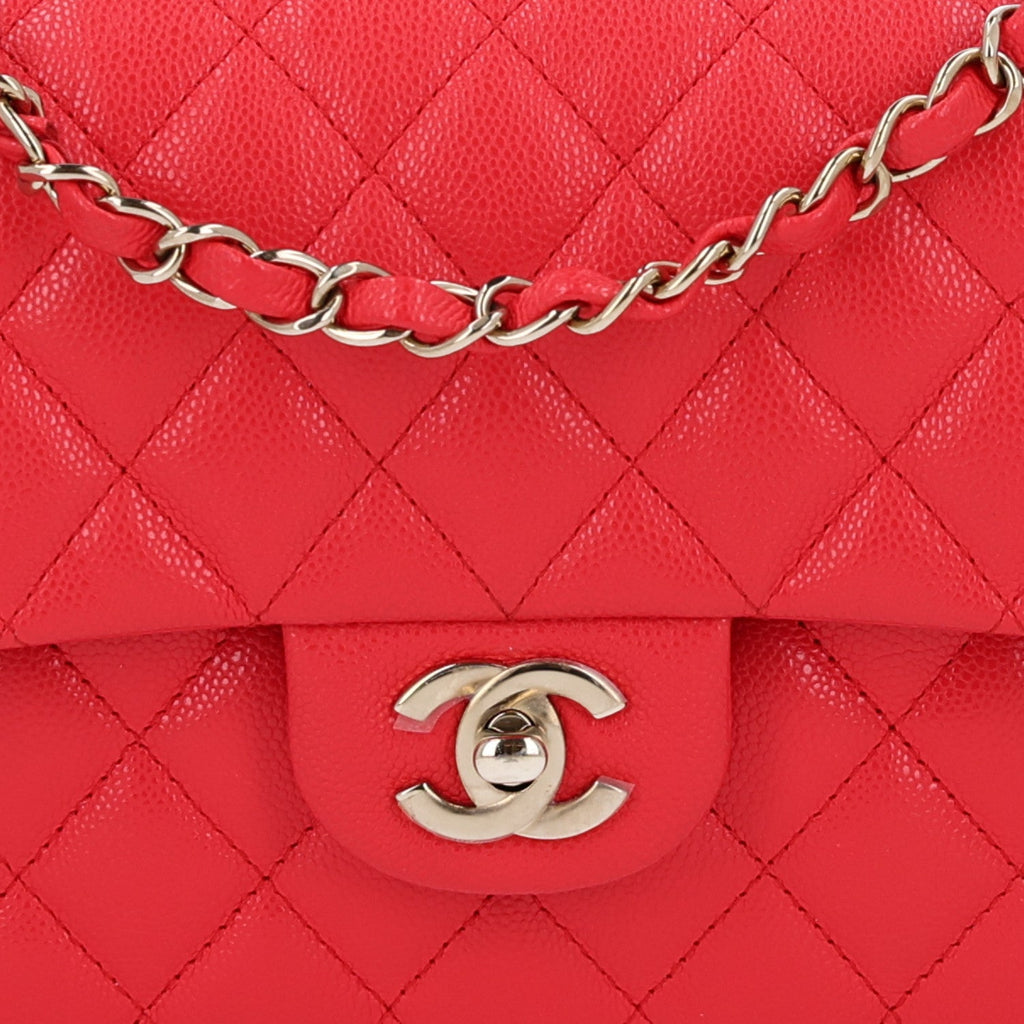 Caviar Quilted Small Double Flap Red At My store