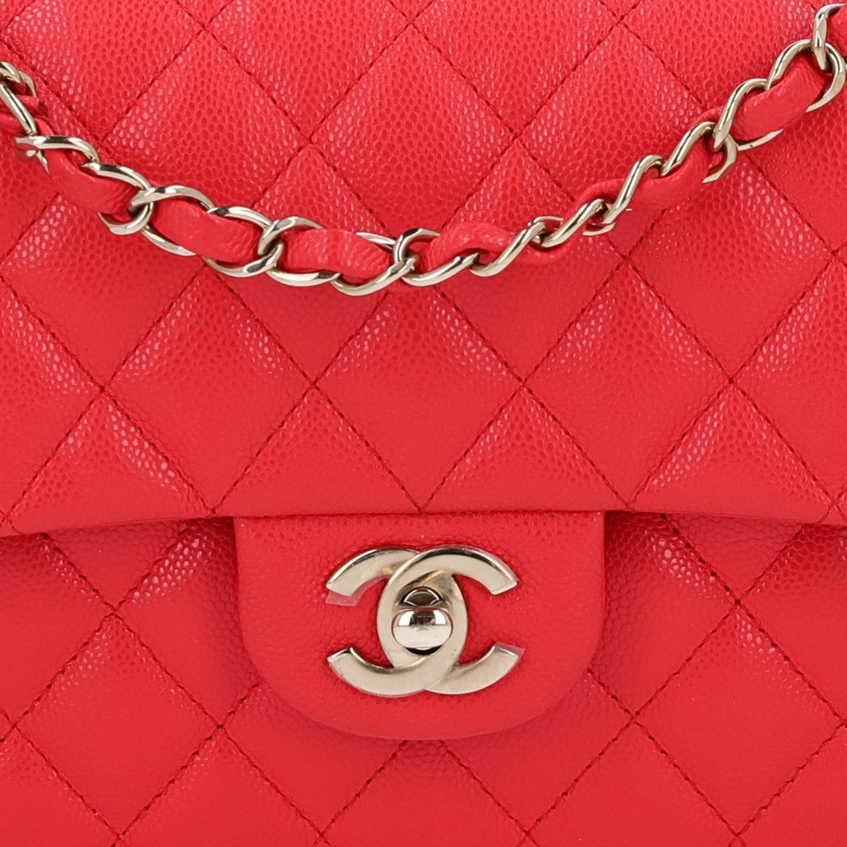Caviar Quilted Small Double Flap Red At My store