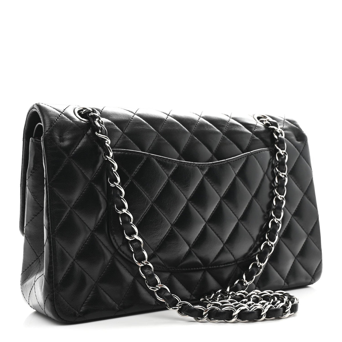 Lambskin Quilted Medium Double Flap Black At My store