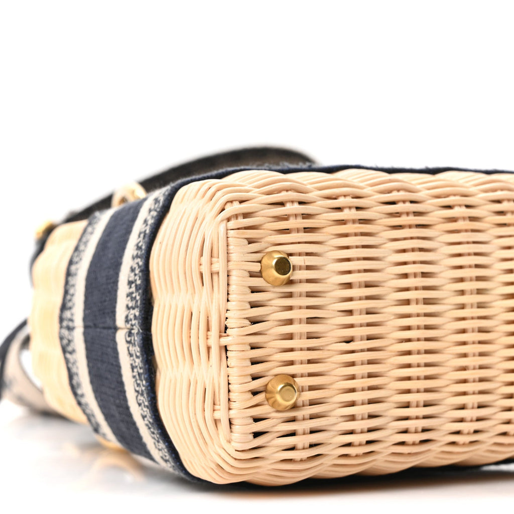 Wicker Oblique Mini Lady Dior Bag Blue AT My store