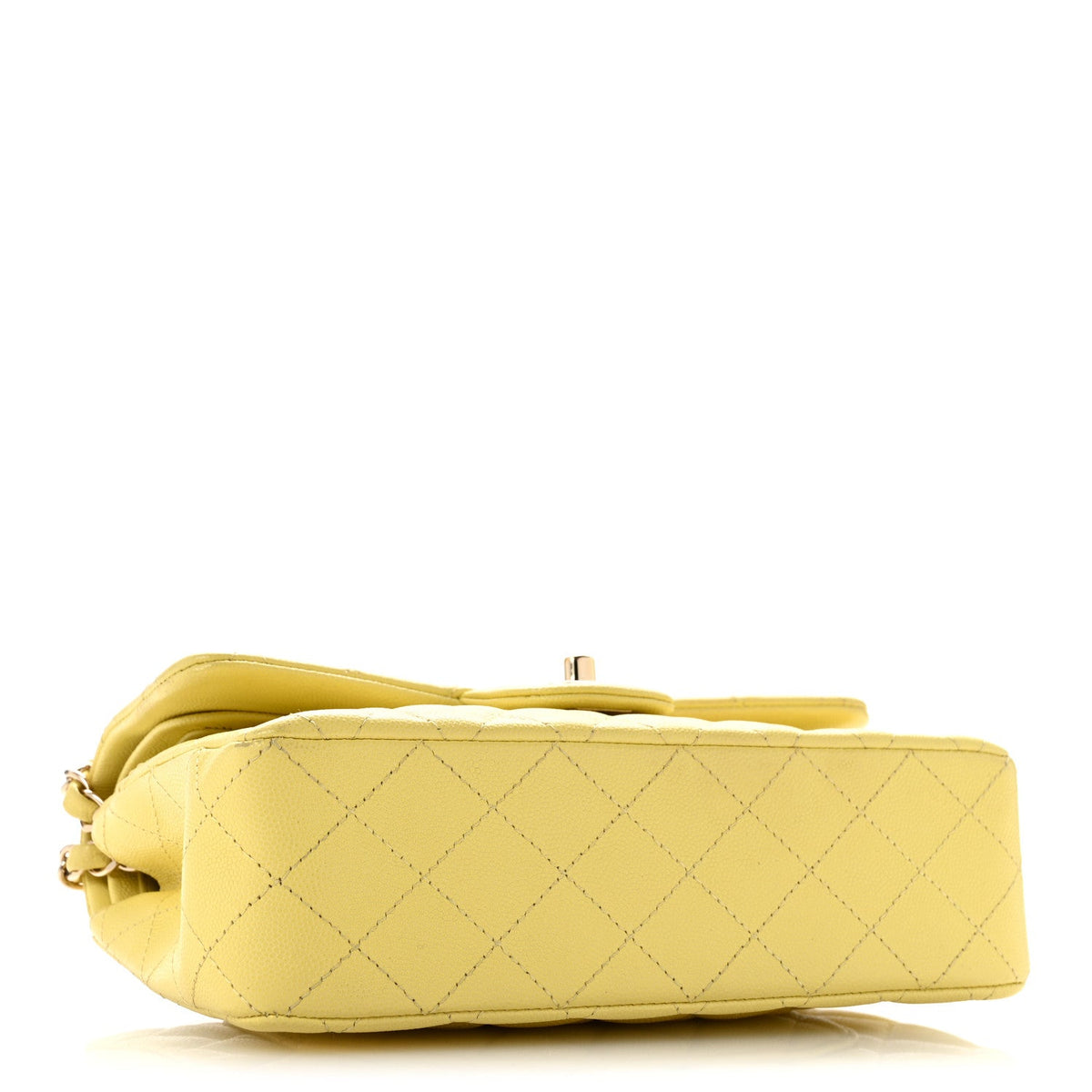 Caviar Quilted Small Double Flap Light Yellow At My store