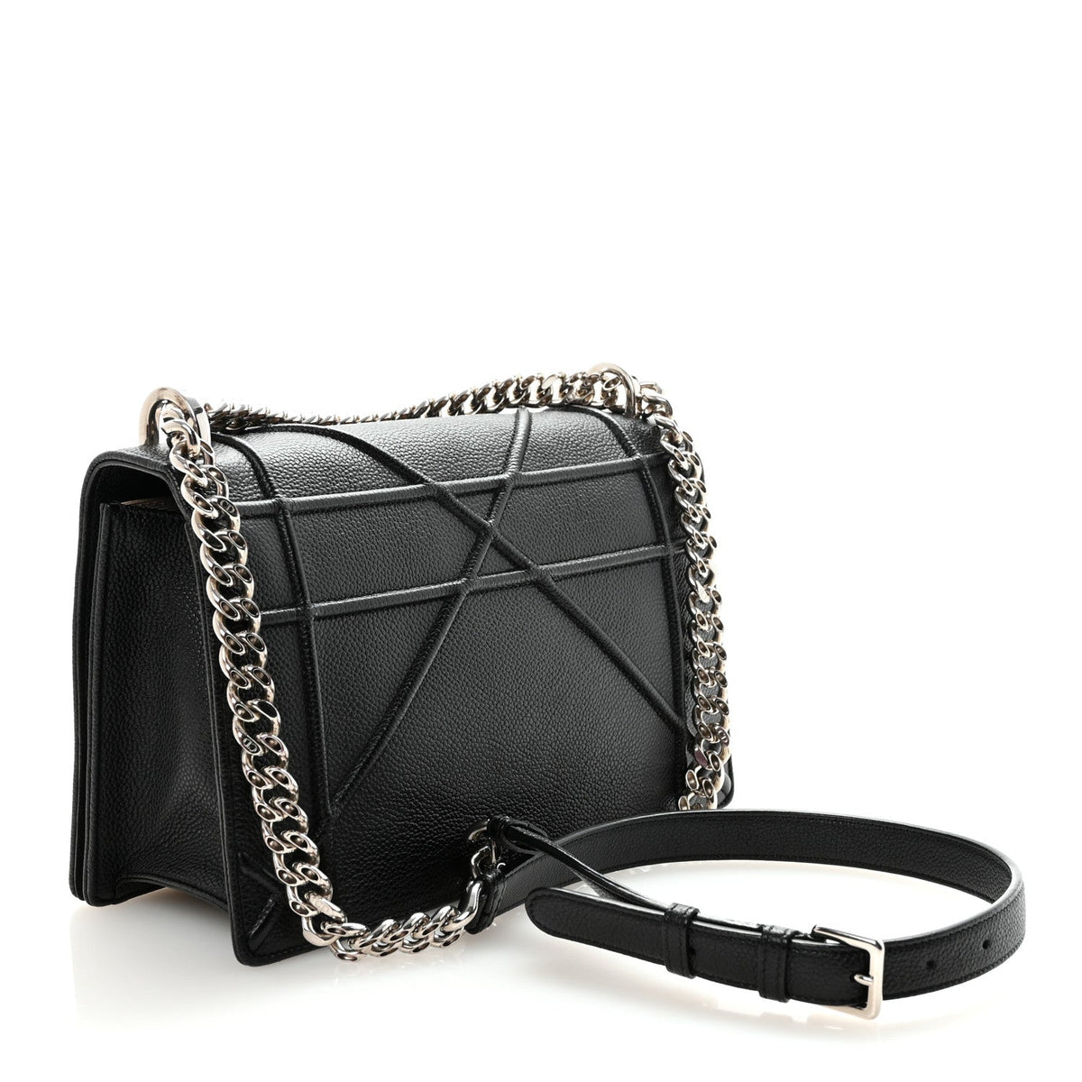 Grained Calfskin Medium Diorama Flap Bag Black AT My store