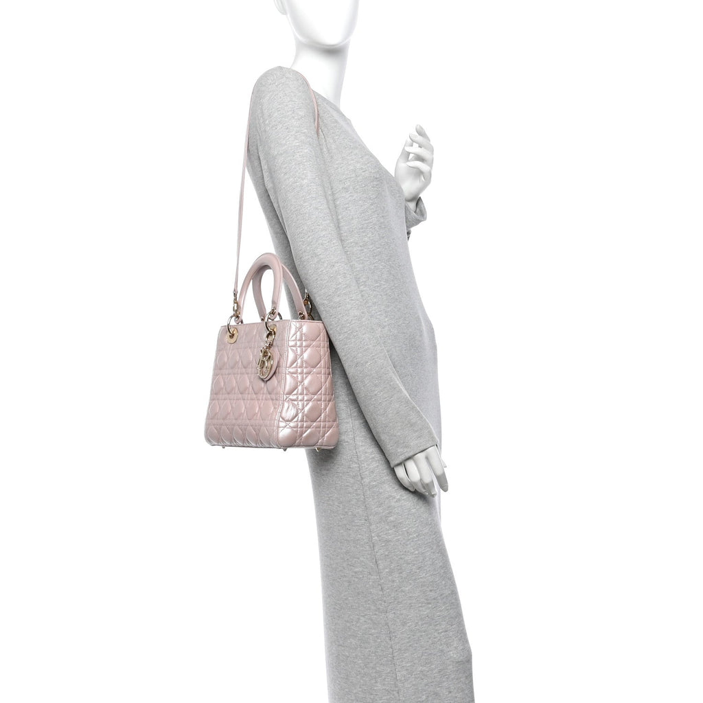 Pearly Lambskin Cannage Medium Lady Dior Lotus AT My store