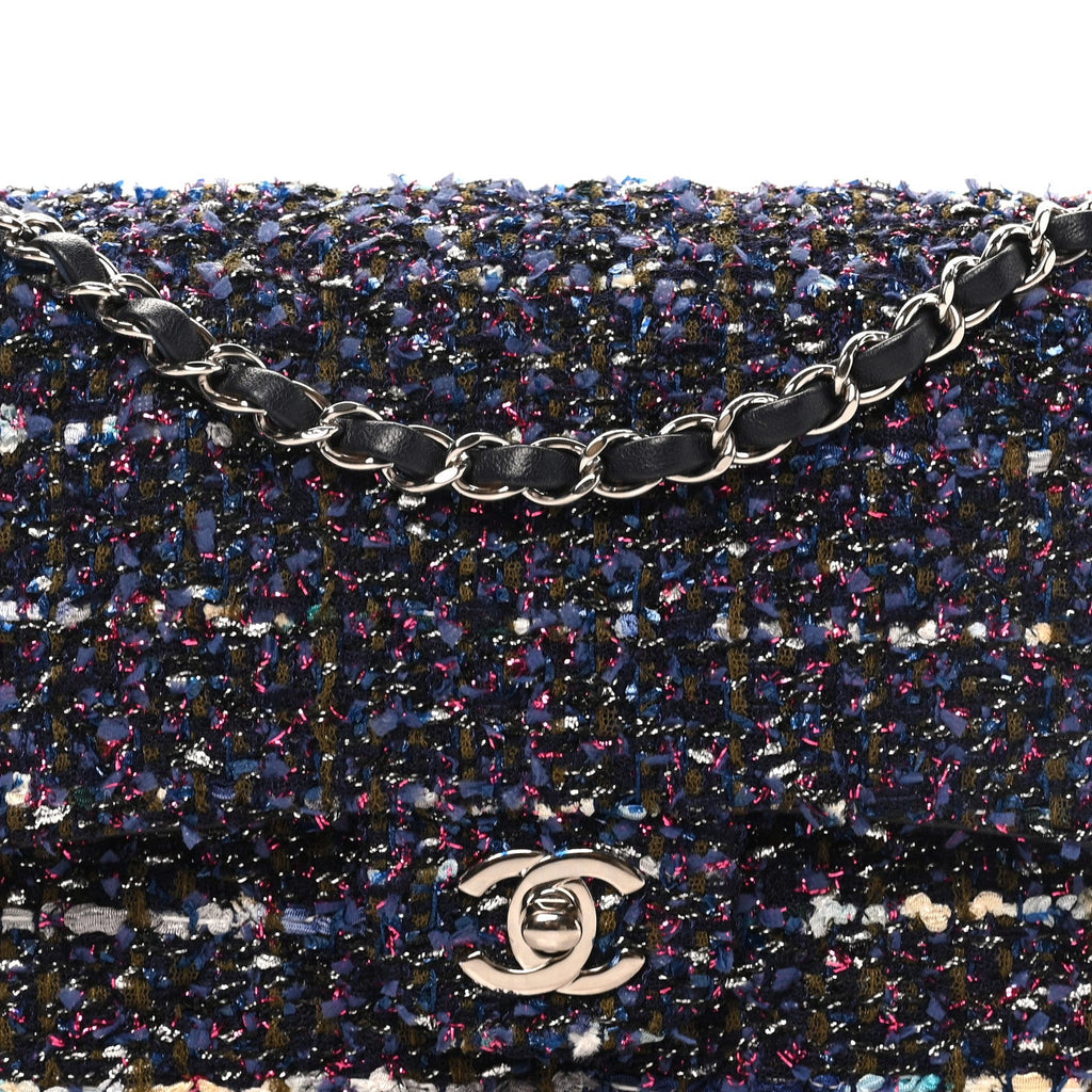 Tweed Quilted Medium Double Flap Blue Purple Khaki Pink At My store
