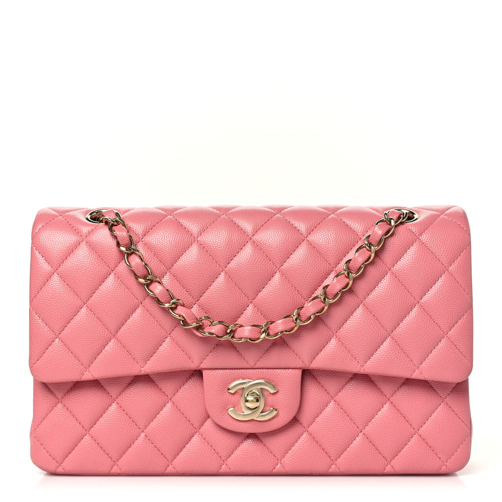 Caviar Quilted Medium Double Flap Pink At My store