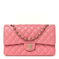 Caviar Quilted Medium Double Flap Pink At My store