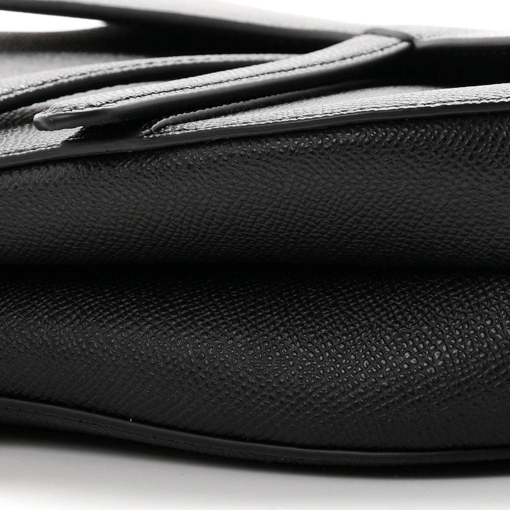 Grained Calfskin Saddle Bag With Strap Black AT My store