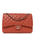 Lambskin Quilted Jumbo Double Flap Orange At My store