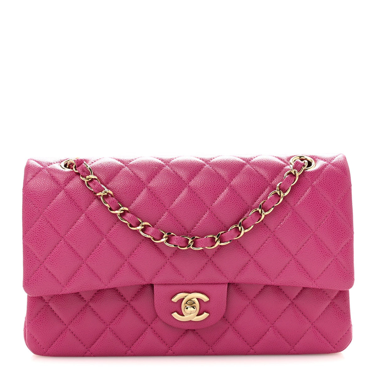 Caviar Quilted Medium Double Flap Purple At My store