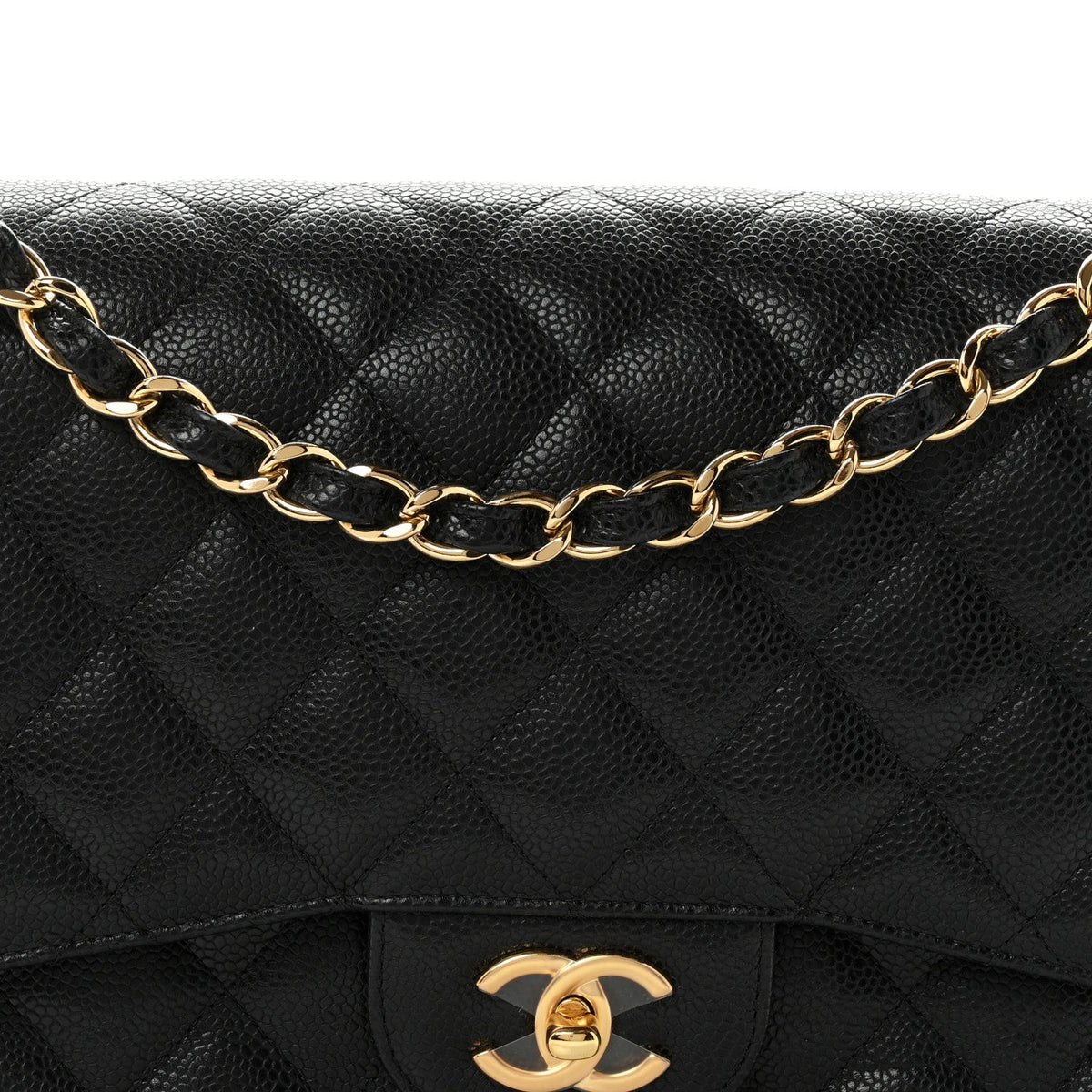 Caviar Quilted Jumbo Double Flap Black At My store