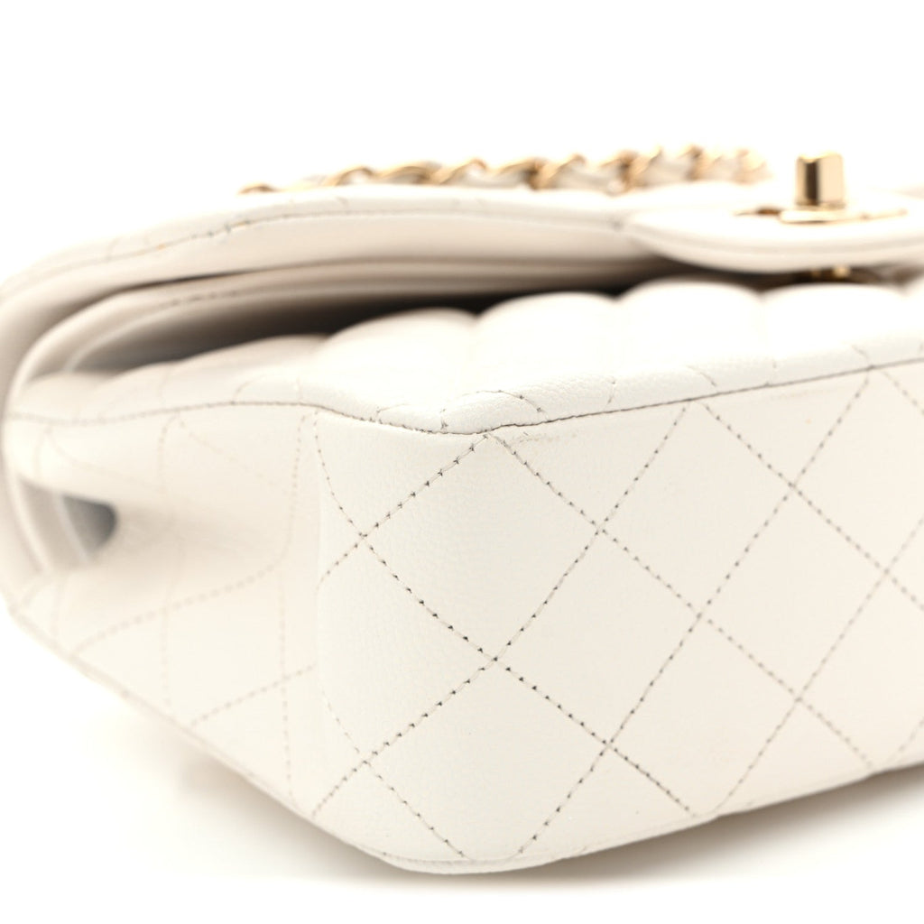 Caviar Quilted Small Double Flap White At My store