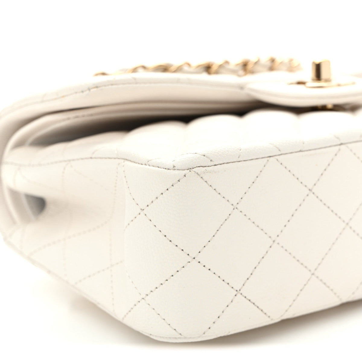 Caviar Quilted Small Double Flap White At My store